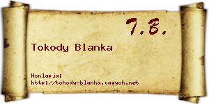 Tokody Blanka névjegykártya